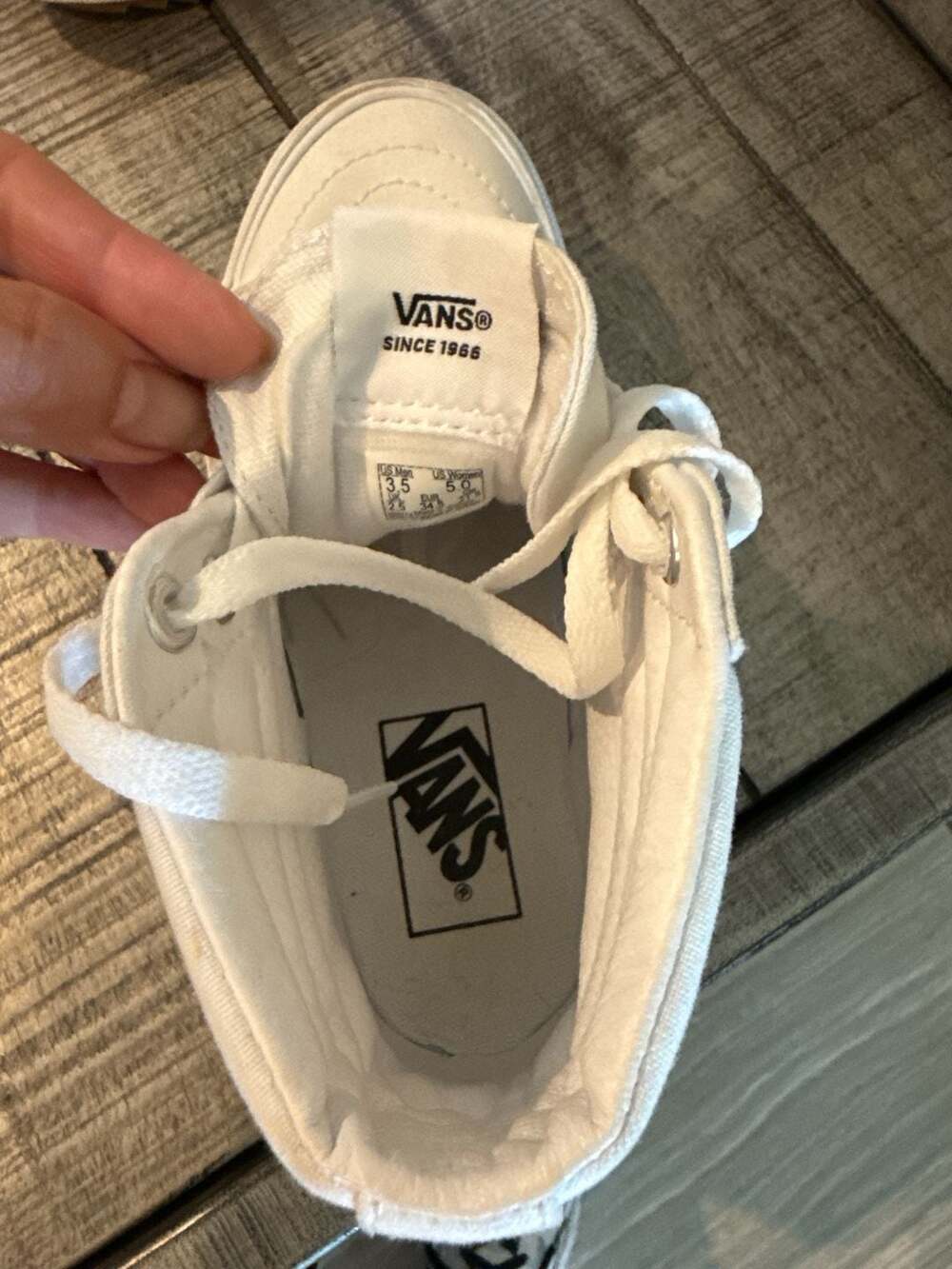 Vans Sk8-Hi Tapered Stackform Canvas Platform High Top - True White size 3.5Y - Picture 3 of 5